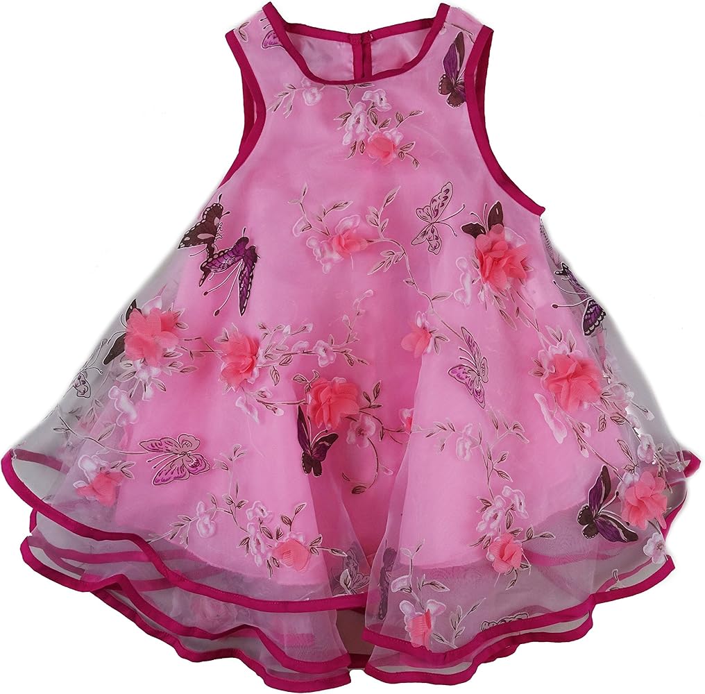 Pink Chiffon Butterfly Swing Dress Girls