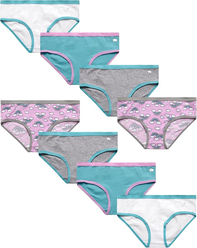 Limited Too Girls' Underwear - 100% Cotton Hipster Panties for Girls - 8 Pack Panties for Girls (7-16)