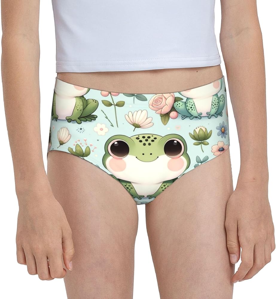 Augenstern Cotton Underwear Playful-Frogs-Flowers Girls'Briefs Soft Underpants