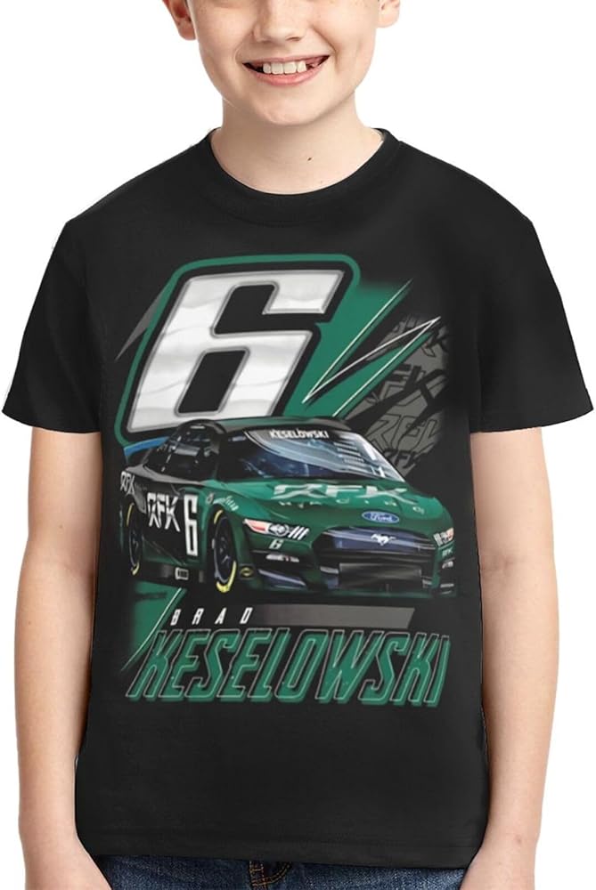 Brad Keselowski 6 Classic Printing Athletic Crewneck T-Shirt Shirt Short Sleeve Tee Shirts for Teen Girl & Boy