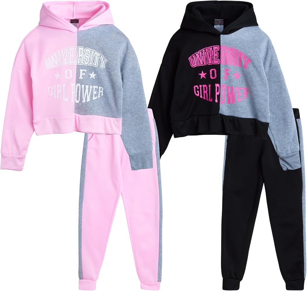 Angel Face Girls' Jogger Set - 4 Piece Fleece Pullover Hoodie Kids Clothing Set (Size: 7-16)