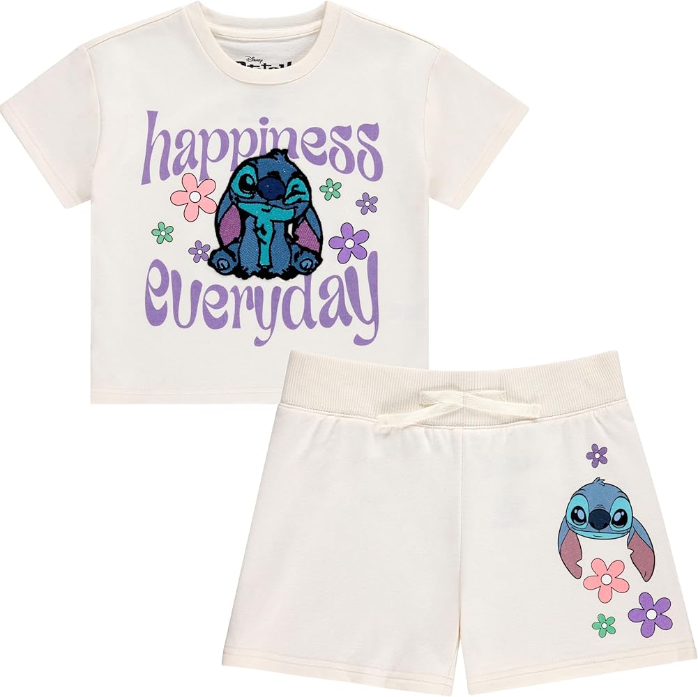 DISNEY Girls Lilo and Stitch Shorts and T-Shirt- Little and Big Girls Sizes 4-16