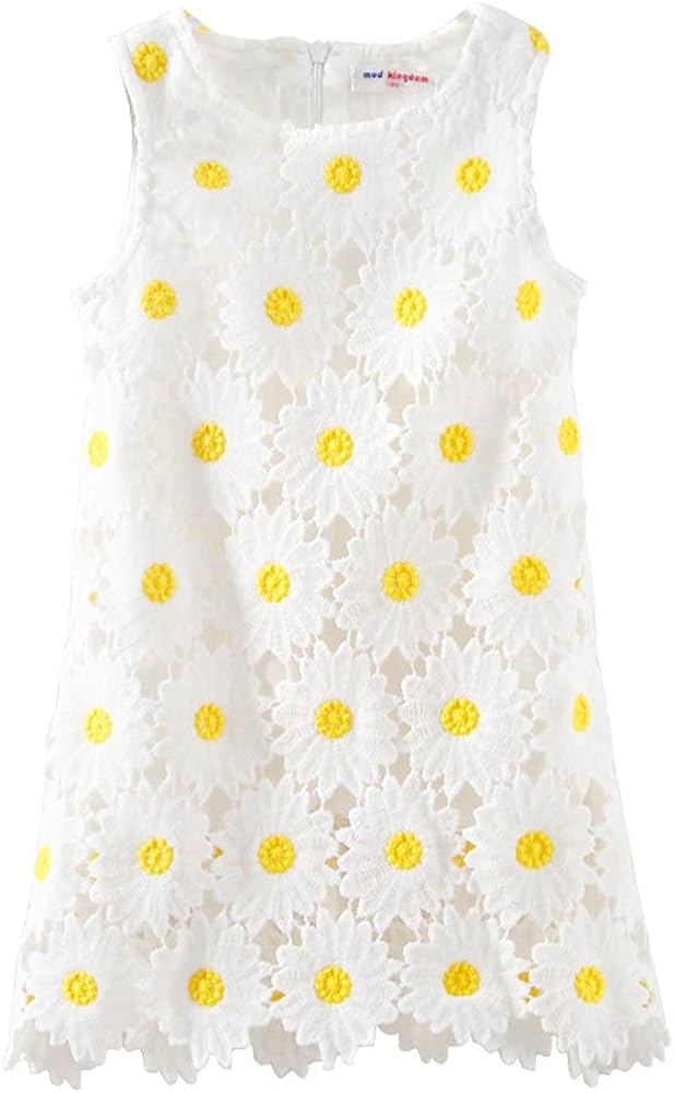 Mud Kingdom Boutique Girl Dress White Sunflower