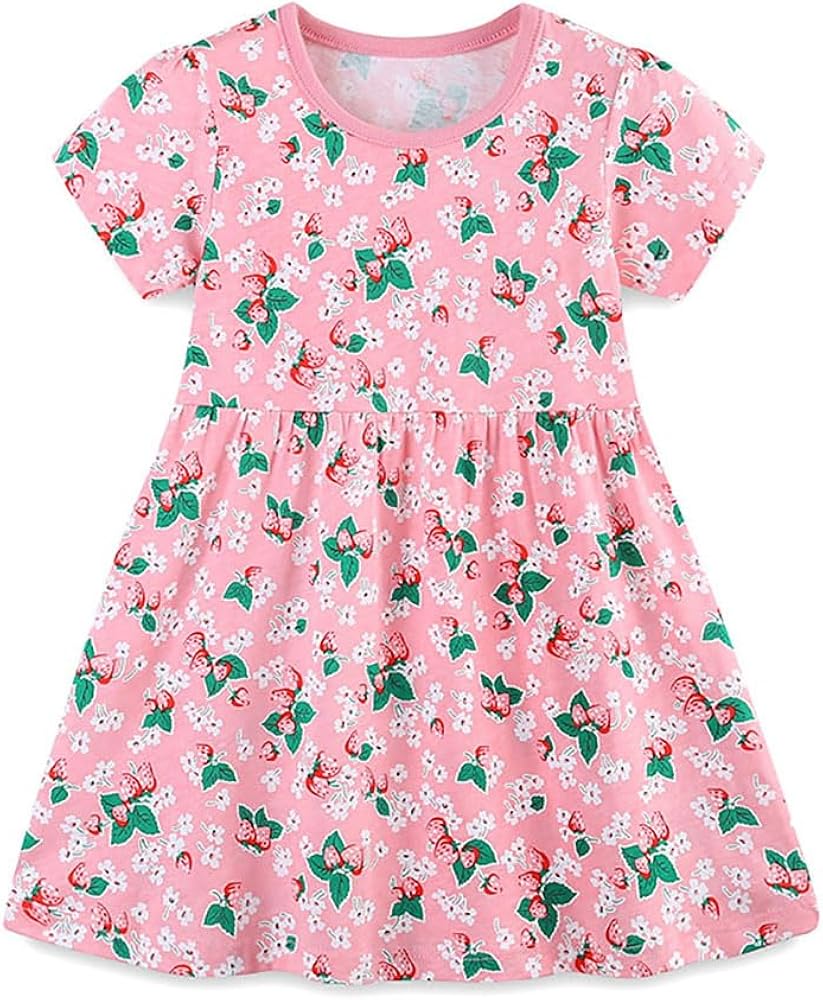 Girls Dresses Girls Short Sleeve Dresses Summer Casual Cotton Dresses Basic Playwear Sun Dresses Kid Dresses-162