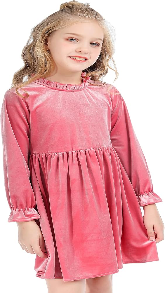 Toddler Girls Long Sleeves Dress Casual Spring Fall Winter Party Princess Dress