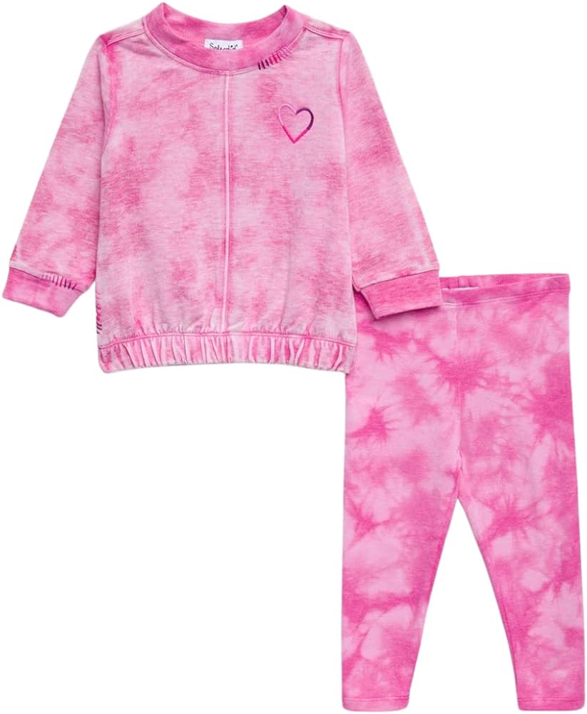 Splendid Girls Fuchsia Tie Dye Sweatshirt Set