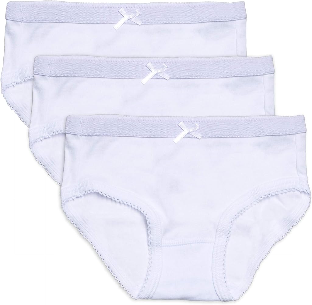 Feathers Girls Solid White Snug Fit Tagless Briefs Underwear - 100% Cotton Super Soft Panties