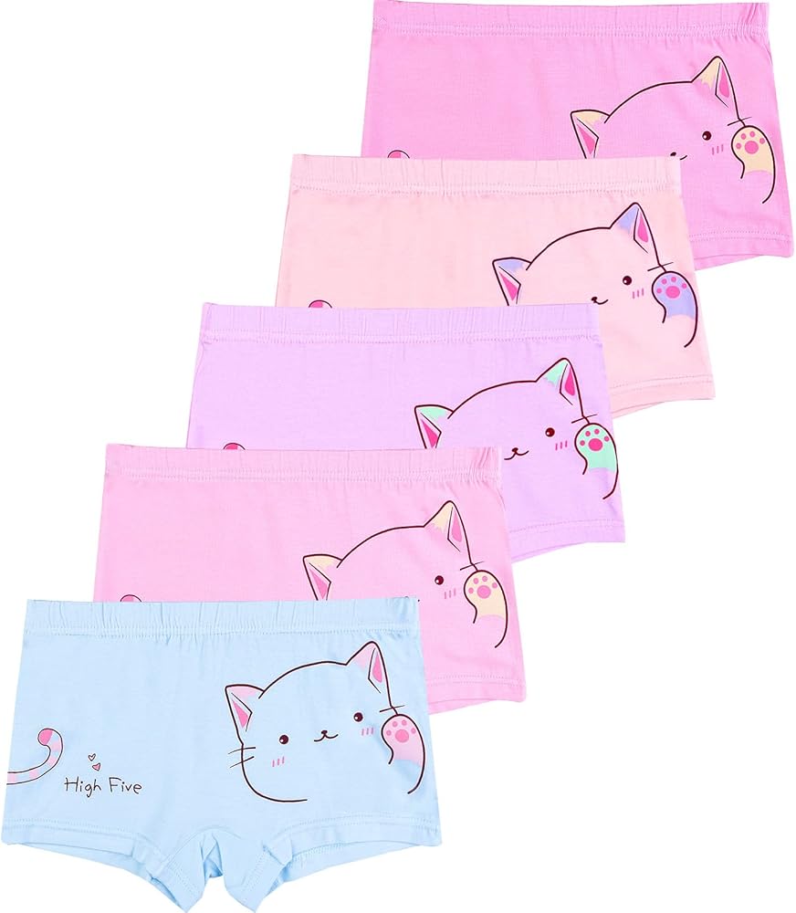 BOOPH Girls Underwear Cat Baby Toddler Panties 5 Pack Briefs Boyshort for 2-8Y