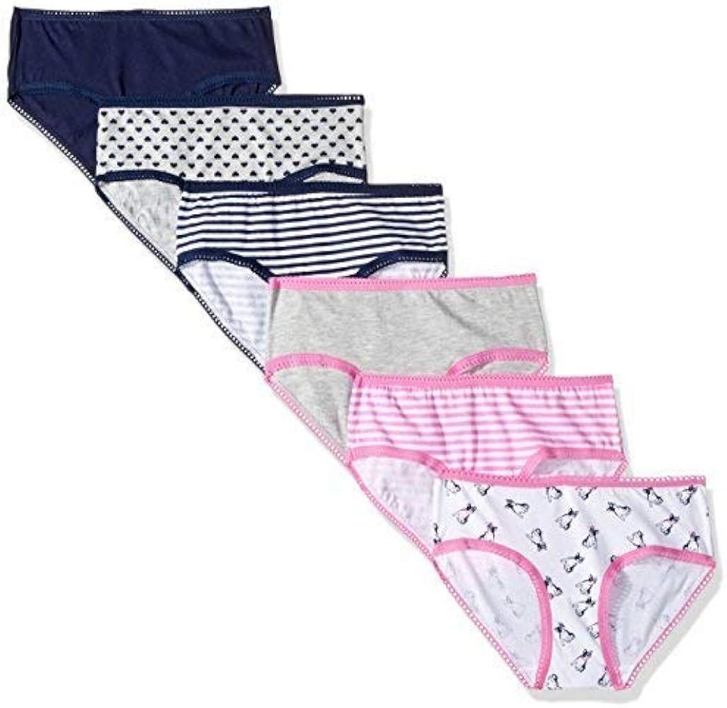 CHEROKEE Girls' Little Elastic Waist Lace Trim Underwear, 6 Pack