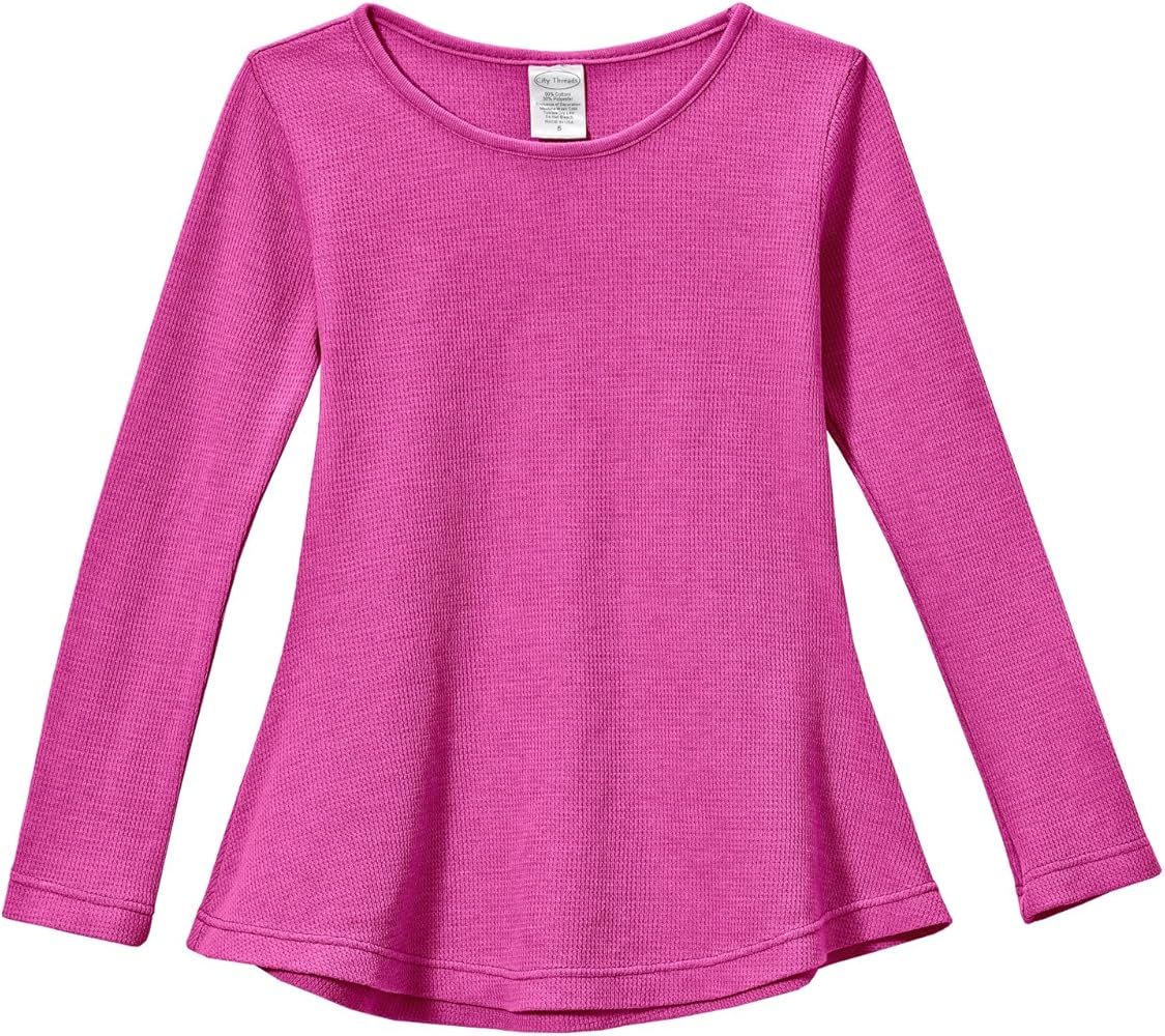 City Threads Girls Thermal Long Sleeve Tunic Shirt for School & Play, Made in USA