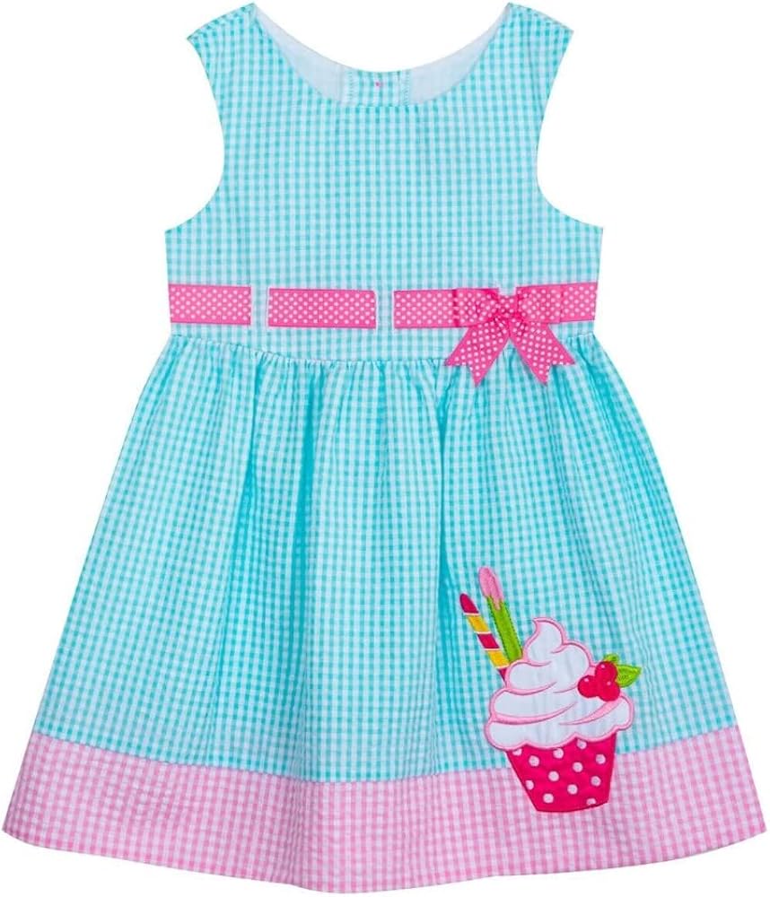 Girls' Seersucker 2 Pieces Dress Set