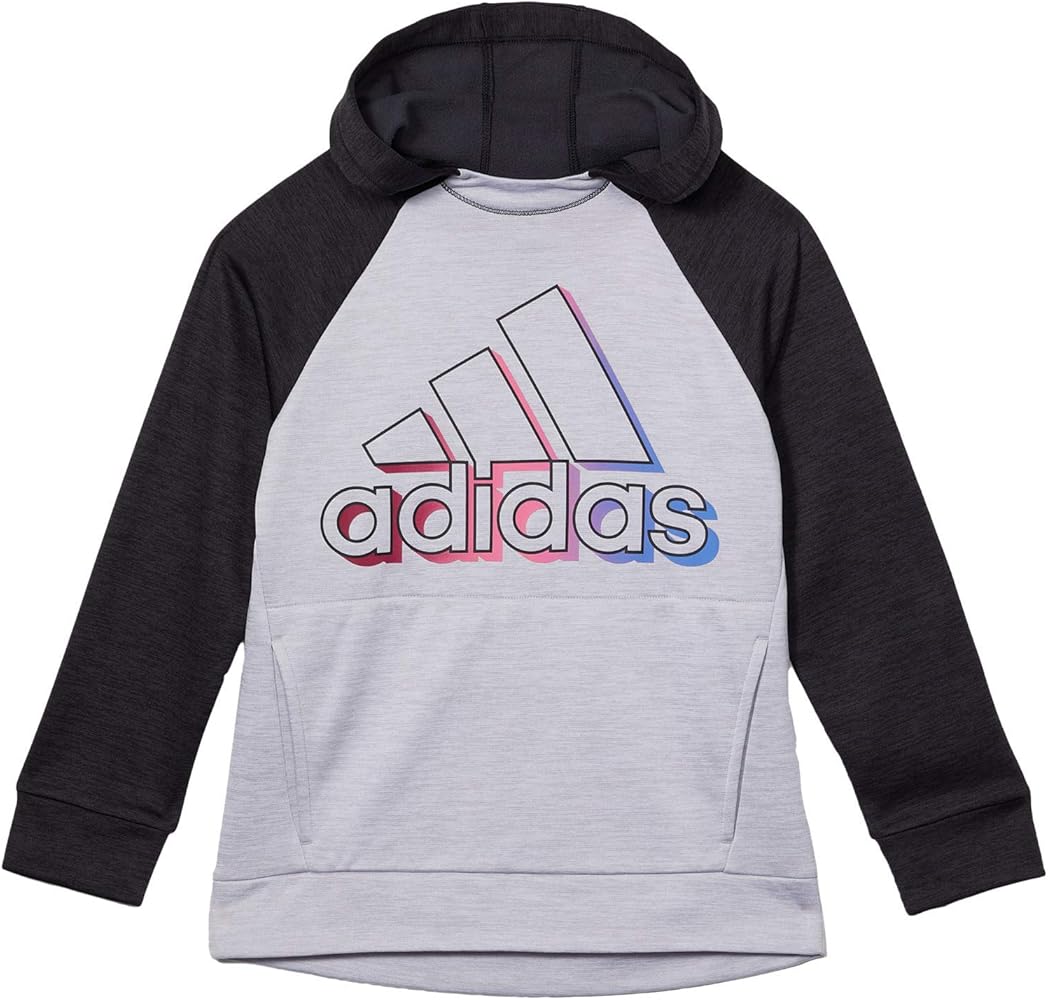 adidas Girls' Fleece Pullover Hooded Raglan Sweatshirt