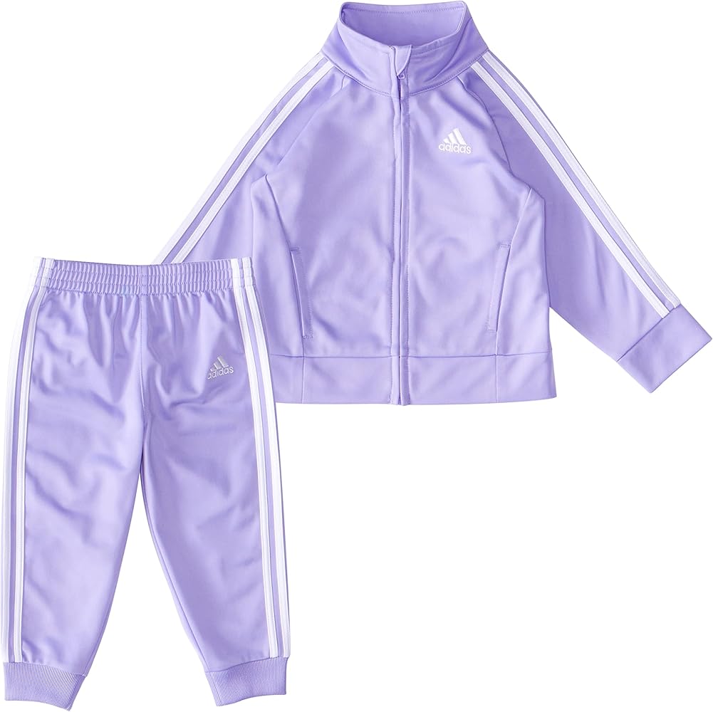 adidas girls Classic Tricot Track Set, Light Purple, 6 Months US