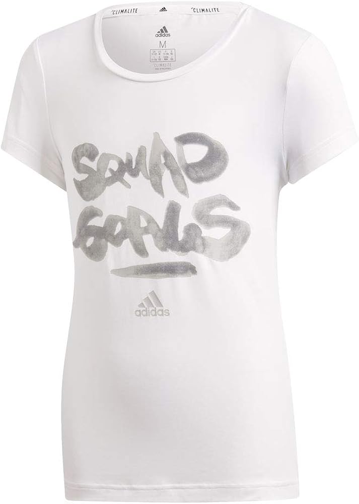 adidas Girls Tshirts Kids Squad Tee Training Running White Lifestyle New (DV2746_152)