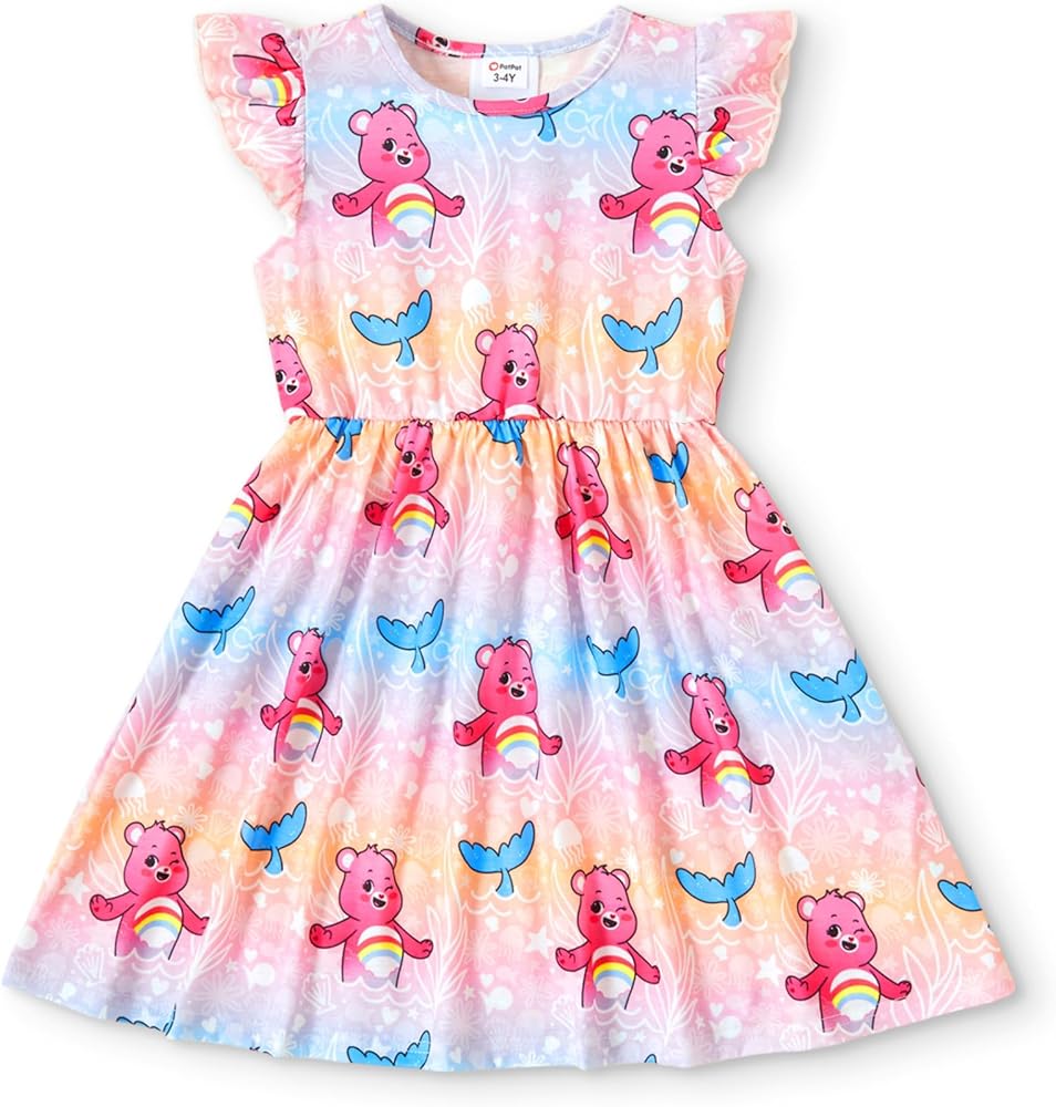 PATPAT Care Bears Toddler Girls Sleeveless Summer Casual Beach Party Dress