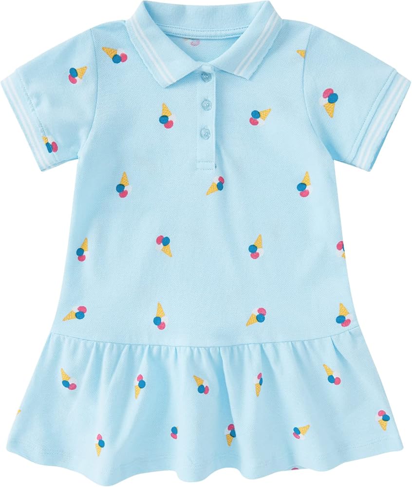 pureborn Baby Toddler Girl's Polo Dress Short and Long Sleeve Playwear Dress 2-5T