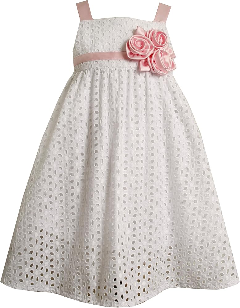 Bonnie Jean Little Girls' Eyelet Dress With Satin Trim