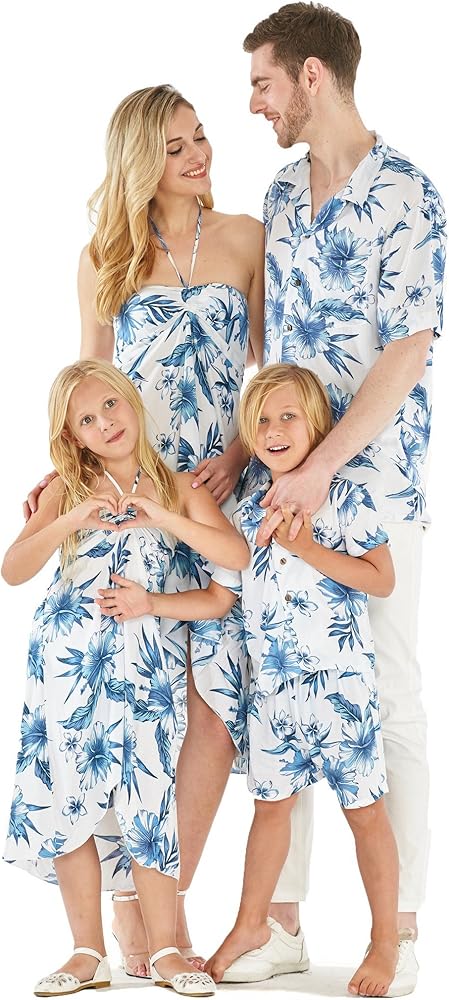 Matchable Family Hawaiian Luau Men Women Girl Boy Clothes in Day Dream Bloom