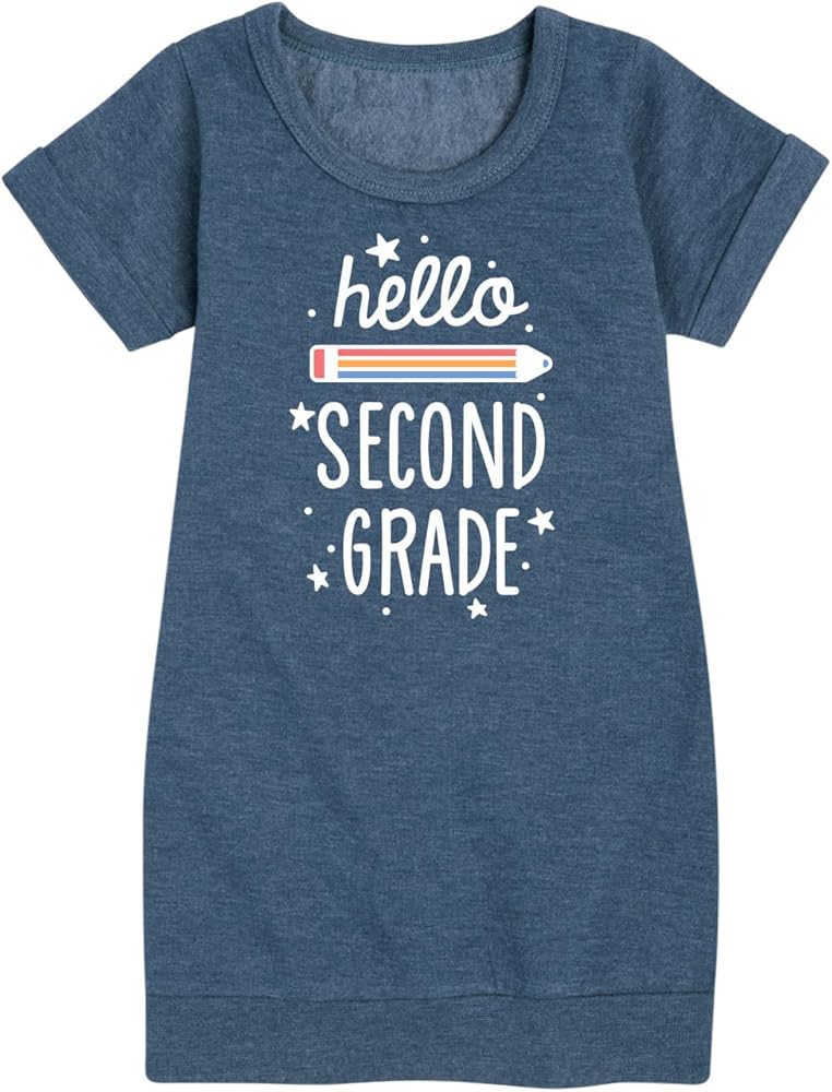 Instant Message - Hello Second Grade - Toddler & Youth Girls Fleece Dress