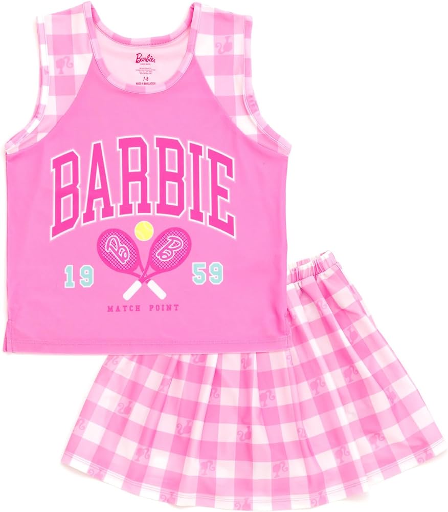 Barbie Girls Tank Top and Pleated Skort Outfit Set Little Kid to Big Kid