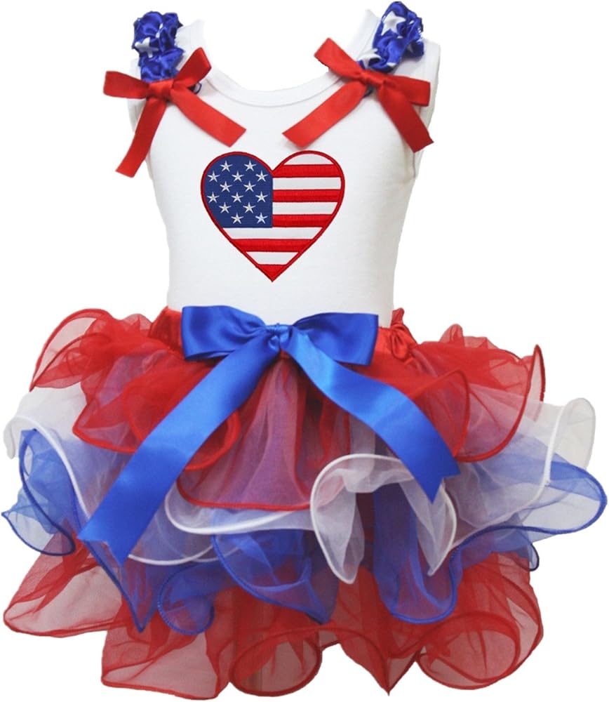 Petitebella USA Heart Shirt Petal Skirt Outfit Nb-8y