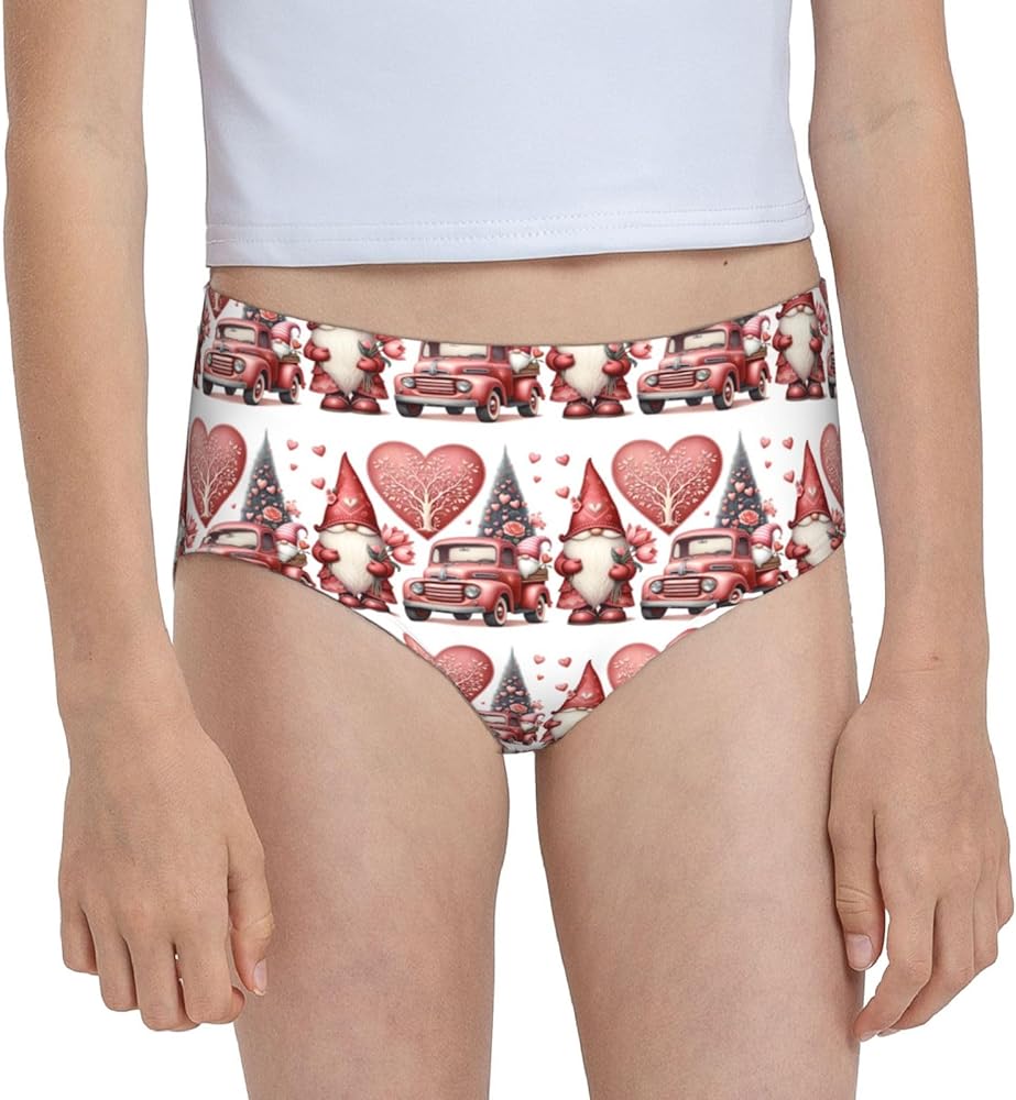 Augenstern Cotton Underwear Valentine'S Day-Gnomes-Truck Girls'Briefs Soft Underpants