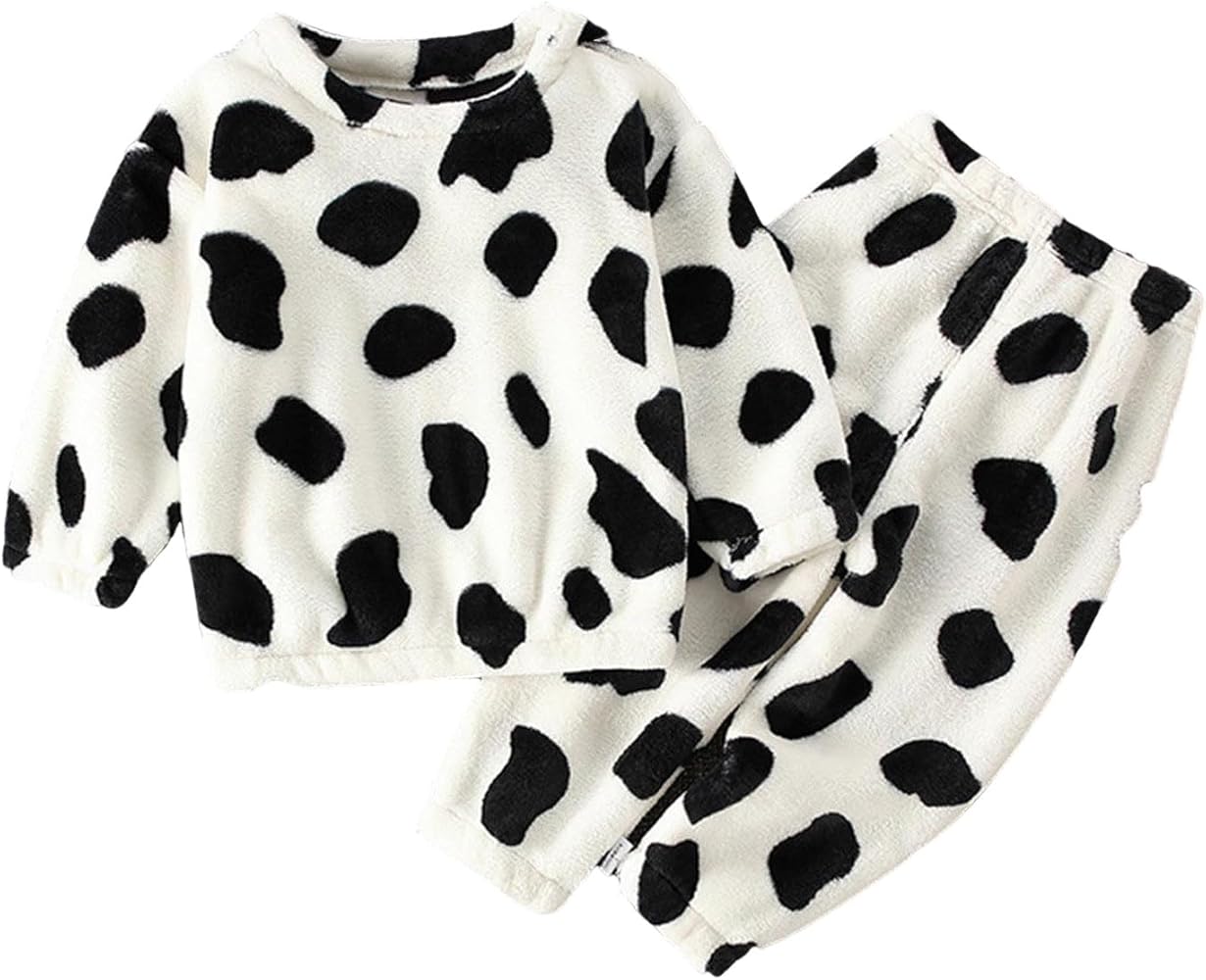 Outfits for Girls Kids Girls Outfit Cow Prints Long Sleeves Tops Pants Pamjams 2pcs Set Baby Girl Headbands