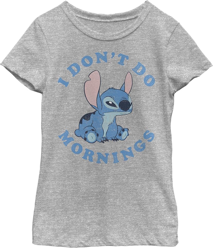 Disney Lilo & Stitch Stitch Mornings Girl's Heather Crew Tee