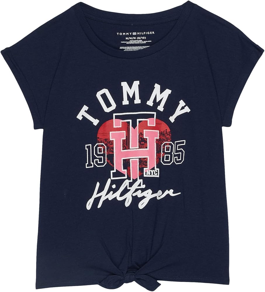 Tommy Hilfiger Girl's Tommy Tee (Big Kids) Navy Blazer Small (7 Big Kid)