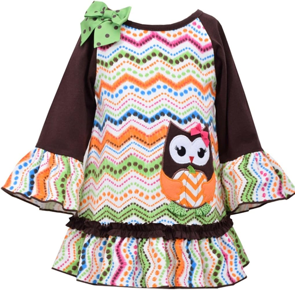 Bonnie Jean Little Girls OWL Pumpkin Dress & Bloomer Brown, 2T - 6X