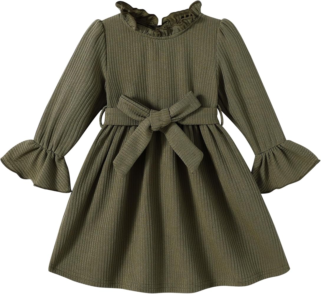 Toddler Girl Fall Winter Dress Long Sleeve Turtleneck Vintage Knit Sweater Dress for Kid Little Girl Dresses Skirt Outfit Set