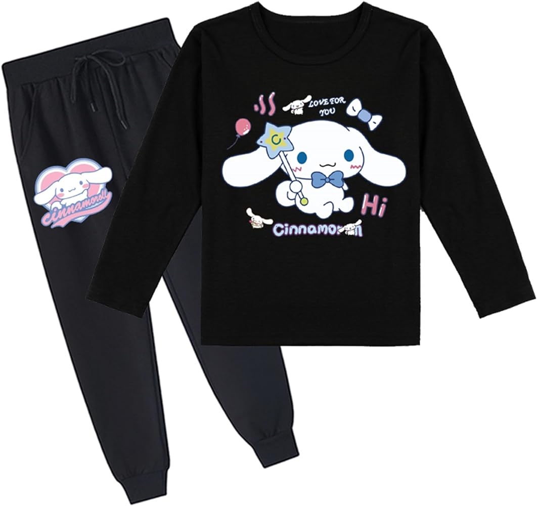 Kids 2 Piece Outfits Comfy Soft Tracksuit,Classic Long Sleeve T-Shirts and Sweatpants Set for Girls