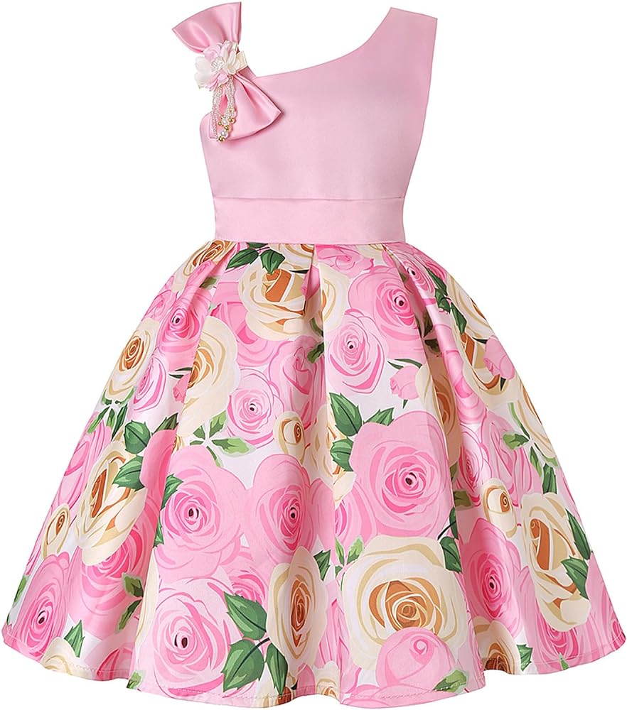 CMMCHAAH 2-9T Girls Flower Dresses Toddler Pageant Party Easter Floral Print Dress