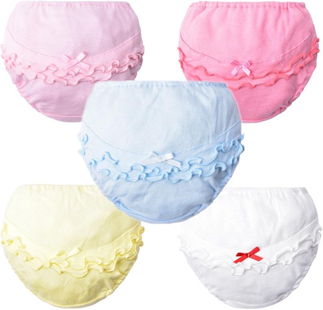 JIEYA Baby Girls Cotton Underwear with Bow-knot Briefs Panties,pack of 3 or 5