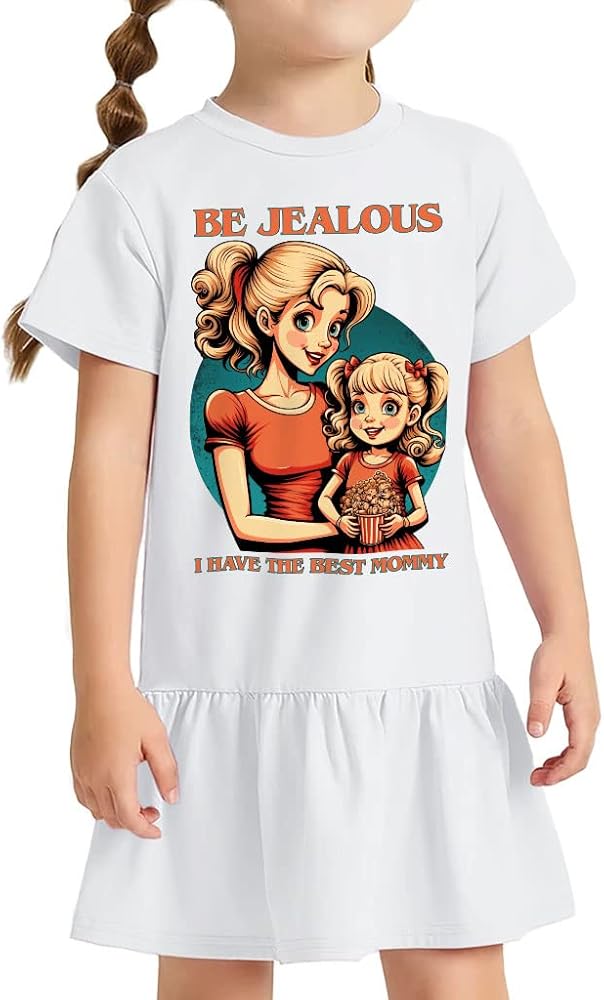 Be Jealous Toddler Rib Dress - I Have The Best Mommy Girls' Dress - Colorful Toddler Dress