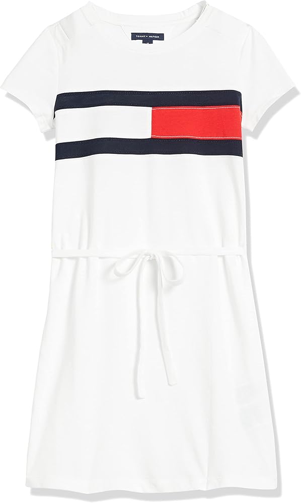 Tommy Hilfiger Girls' Adaptive Sweatshirt Dress with Velcro Brand Closure at Shoulders