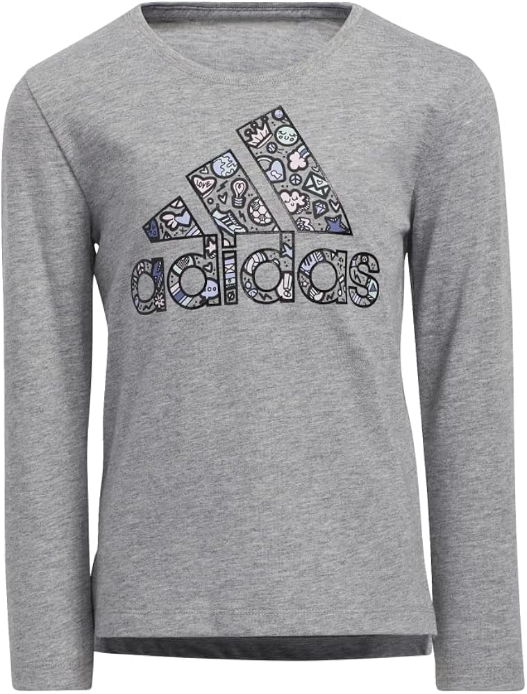 adidas Girls' Long Sleeve Vent Heather Graphic Tee