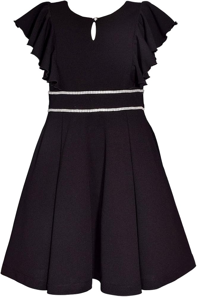 Bonnie Jean Girls 7-16 Black Scuba Special Occasion Skater Dress