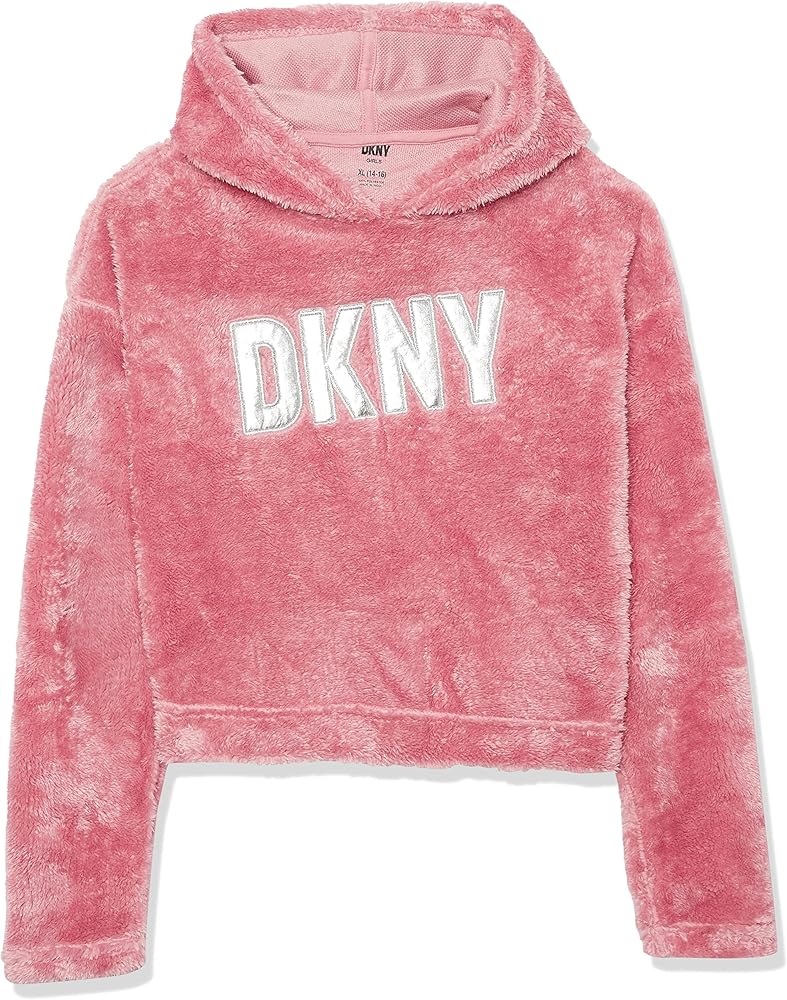 DKNY Girls Classic Comfy Sweatshirt, Dusty Rose