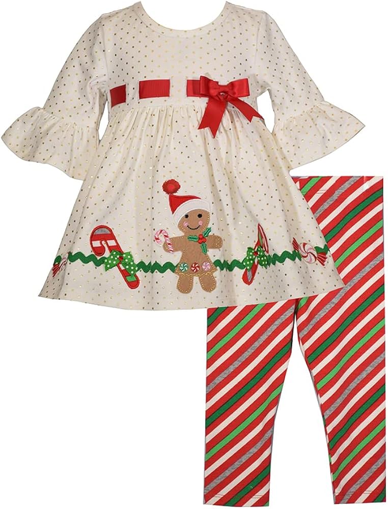 Bonnie Jean Christmas Winter Holiday Gingerbread Knit Leggings Set Girls 0-3 Months-6X