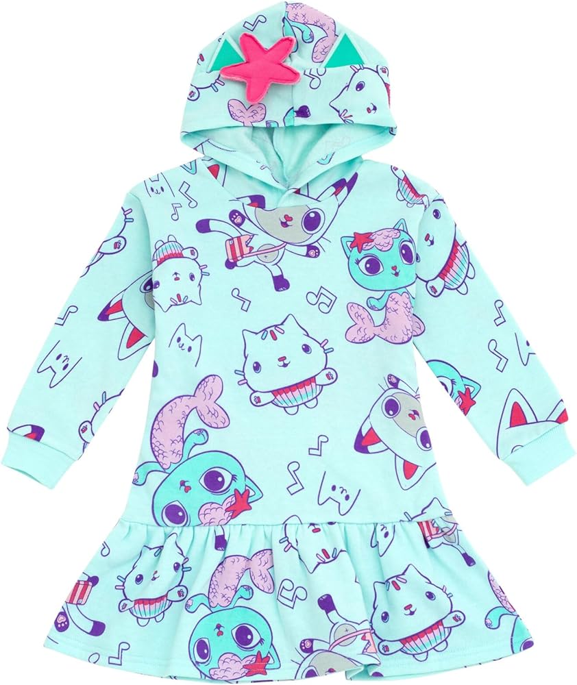 DREAMWORKS GABBY'S DOLLHOUSE Pandy Paws Cakey Cat Mercat Girls Fleece Dress Toddler to Big Kid