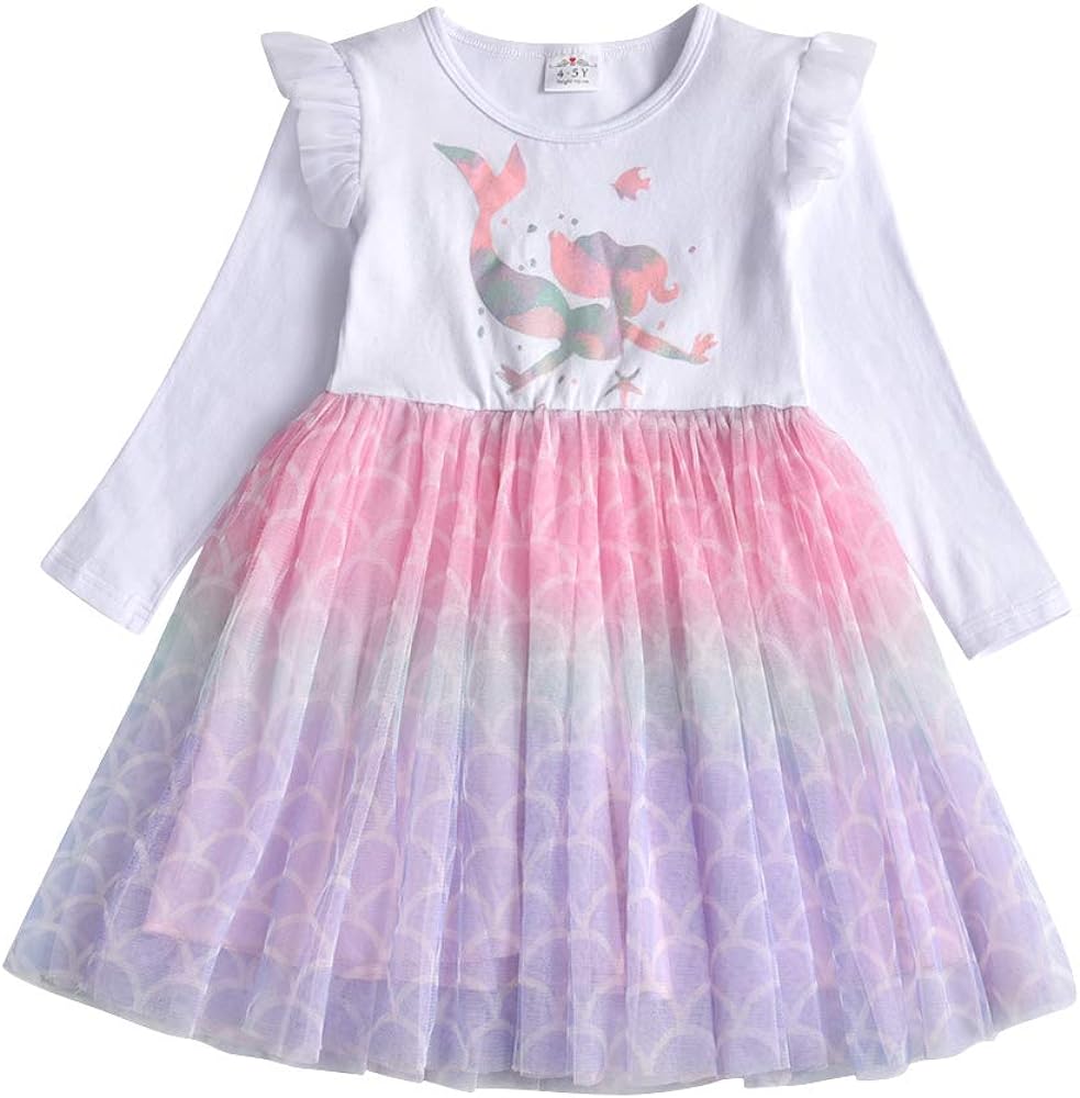 DXTON Toddler Girls Long Sleeves Winter Party Birthday Tutu Dresses LH4982 8T