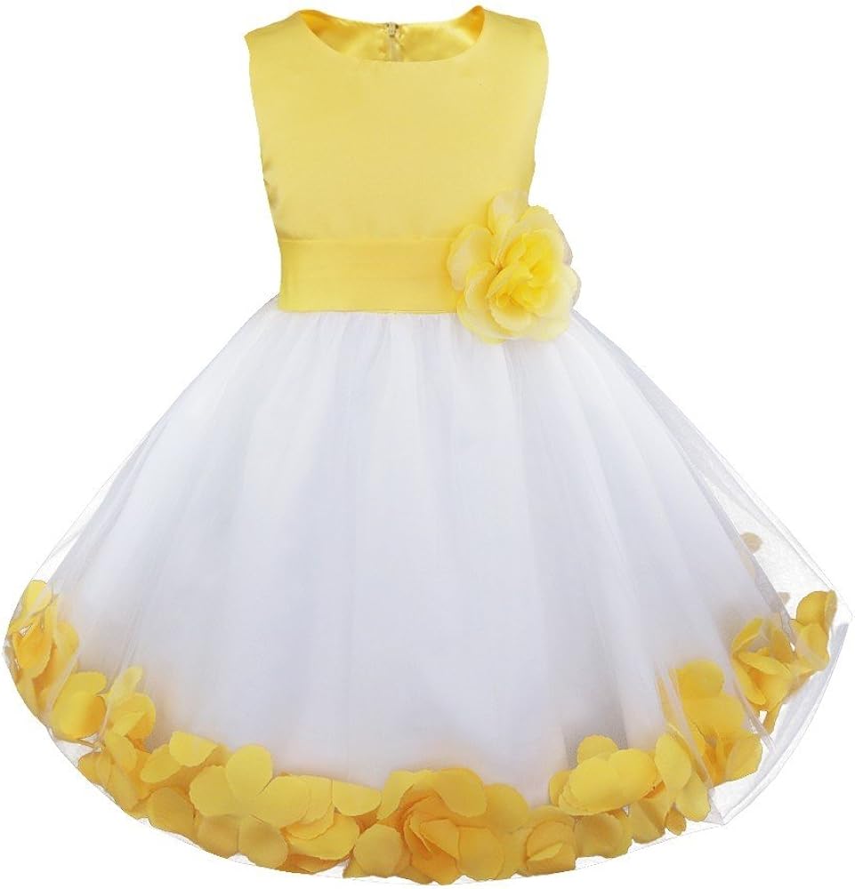 iEFiEL Girls Kids Wedding Party Darling Petals Bowknot Flower Dress Yellow 8