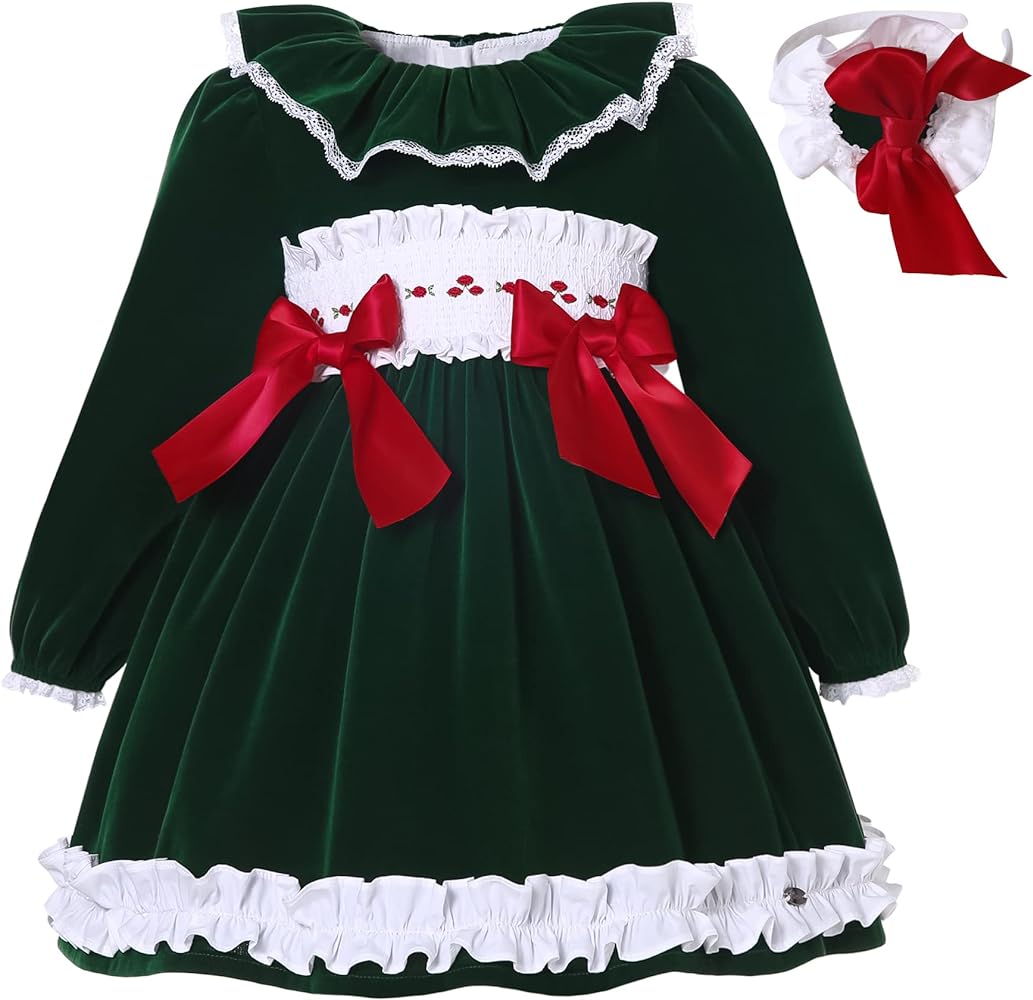 Pettigirl Girl Elegant Christmas Winter Smocked Green Clothing Size 2 3 4 5 6 8 10 12 14 Years Toddler Fancy Smock Dress