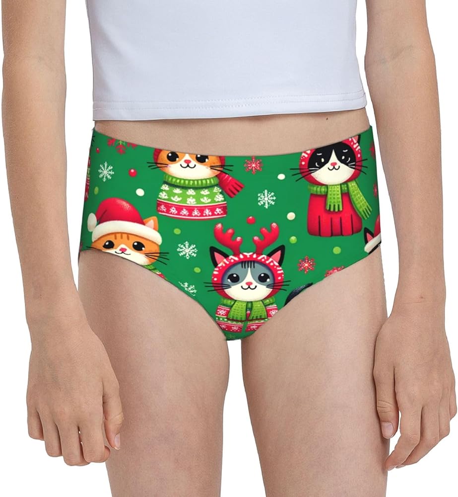 Augenstern Cotton Underwear Christmas-Cats-Santa-Hats Girls'Briefs Soft Underpants