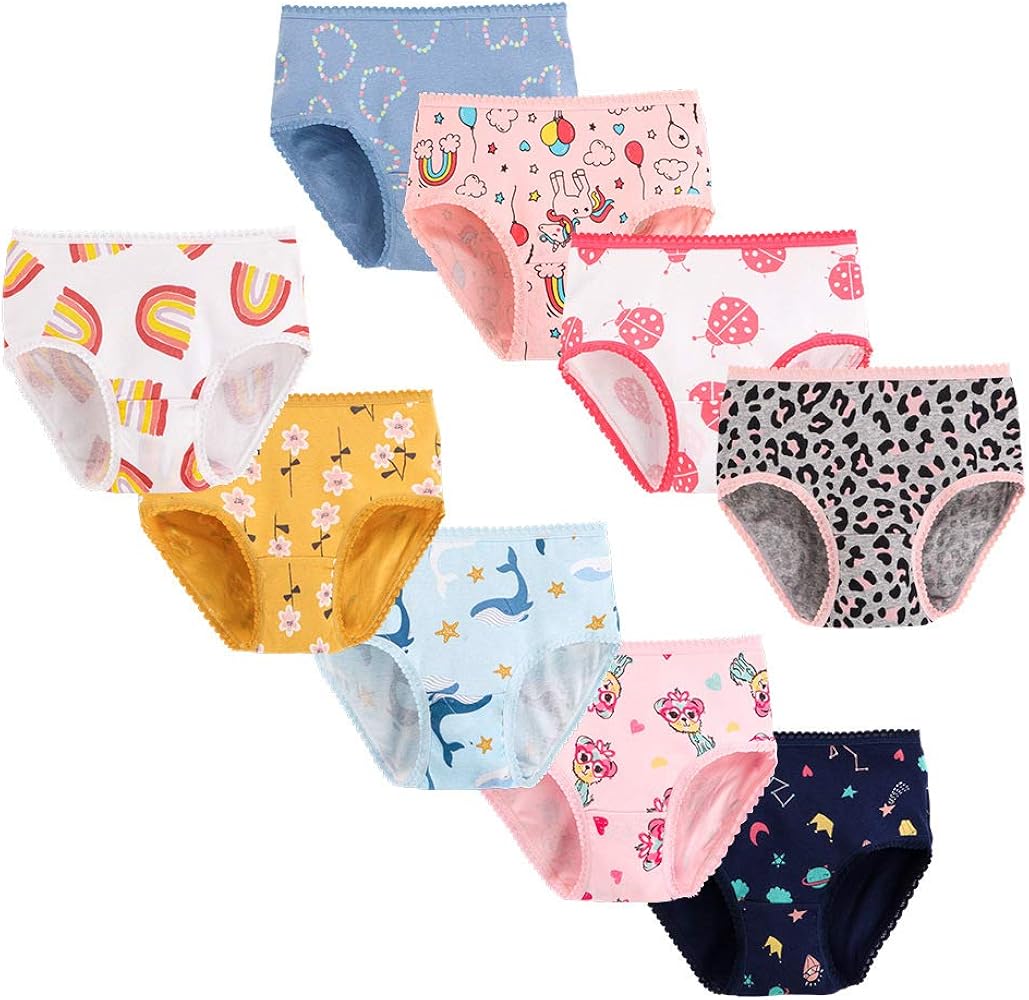 N/W LEMON2010 Little Girls' Combed Cotton Underwear 9 Pieces Breathable Comfort Panty Toddler Kids Briefs Children Panties