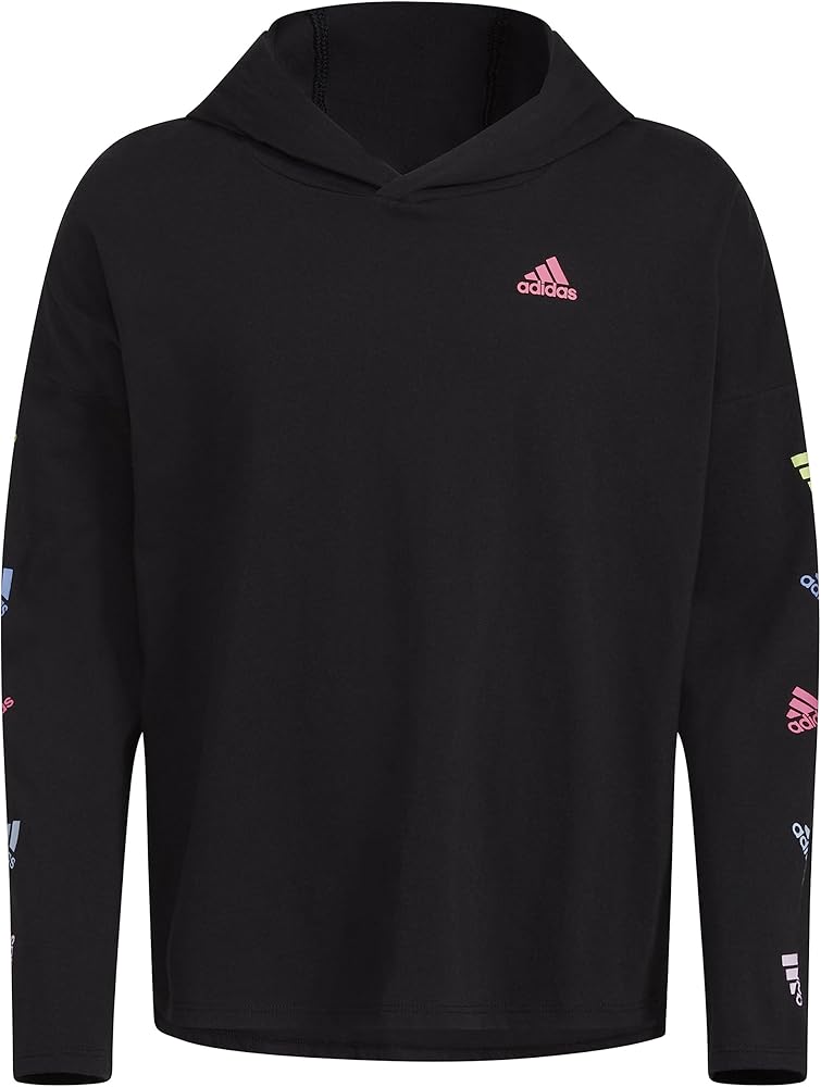 adidas Girls' Long Sleeve Hooded Graphic Tee