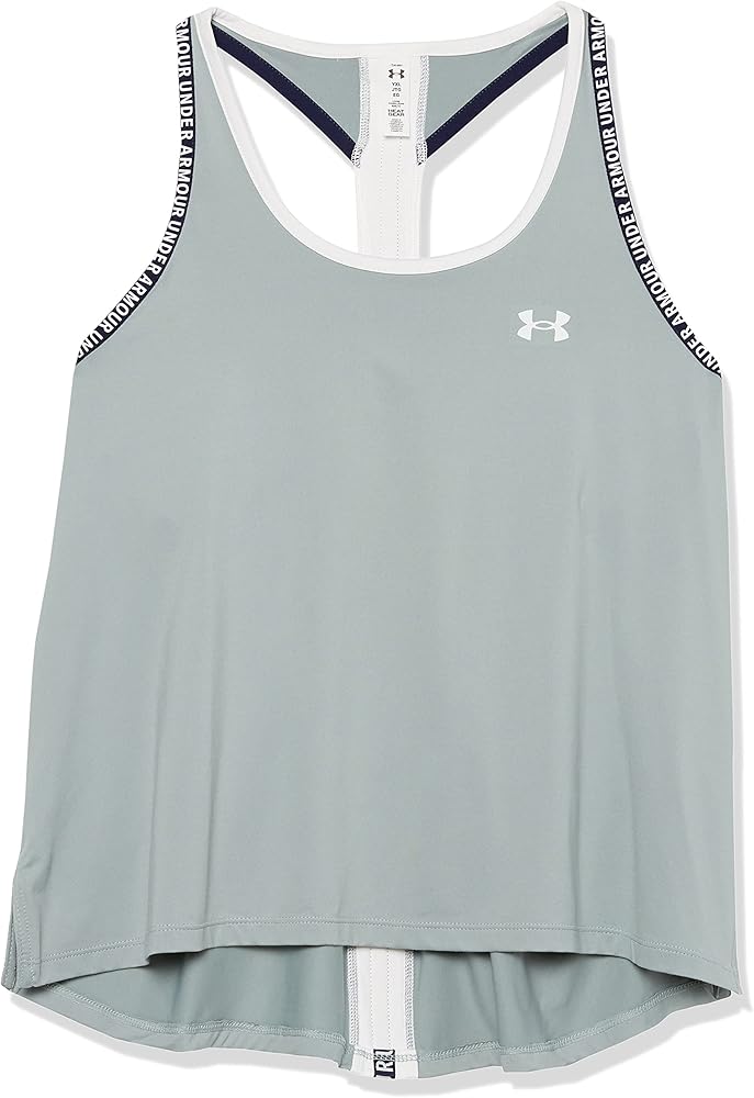 Under Armour Girls' Standard Knockout Tank Top, (781) Opal Green / / White, Youth X-Small