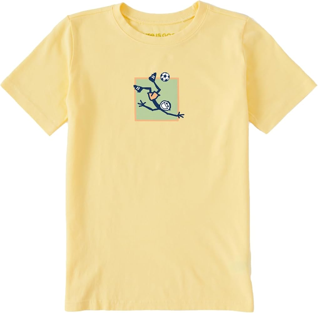 Life is Good. Kids Vintage Jake Soc SS Crusher Tee, Sandy Yellow, Medium