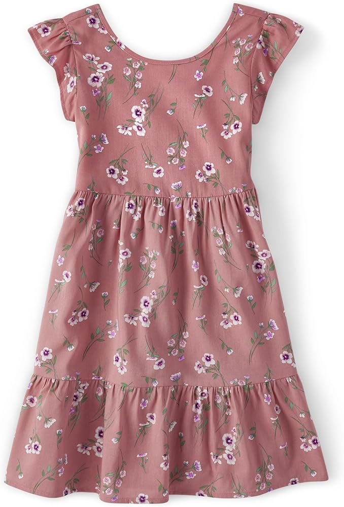 The Children's Place girls Floral Tiered Dress ruffle sleeve